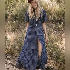 Doen Blue Plaid Maxi Dress